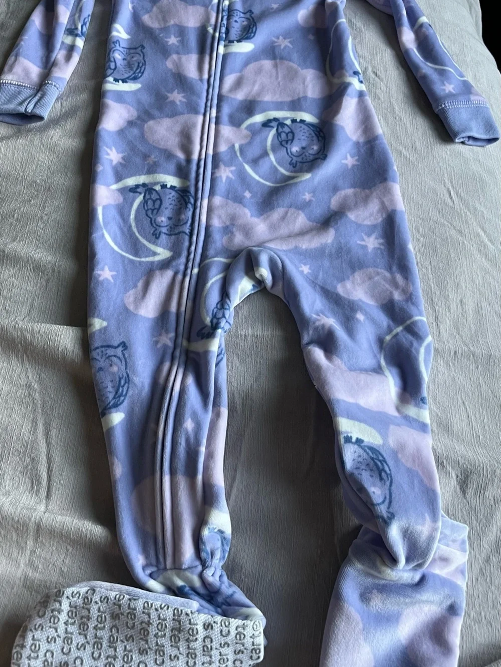 Carter's Lavender Owl Fleece Footed One-Piece NWOT